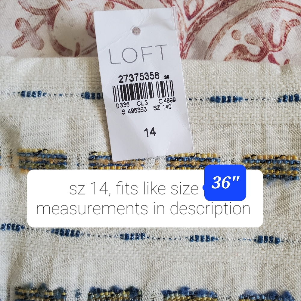 LOFT woven striped boucle shift fitted skirt, 36" white - Picture 8 of 11